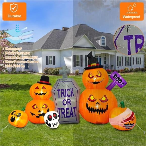 Amazon.com: Danxilu 8 FT Long Halloween Inflatables Pumpkin  8 FT Long Halloween Inflatables - Blow Up Pumpkin Lanterns with  LED Lights